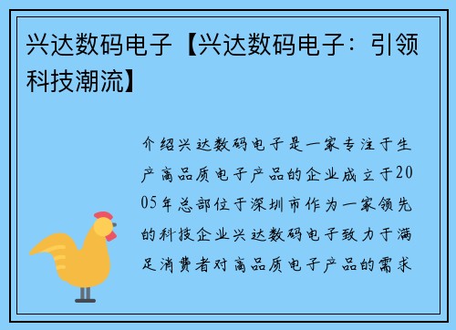 兴达数码电子【兴达数码电子：引领科技潮流】